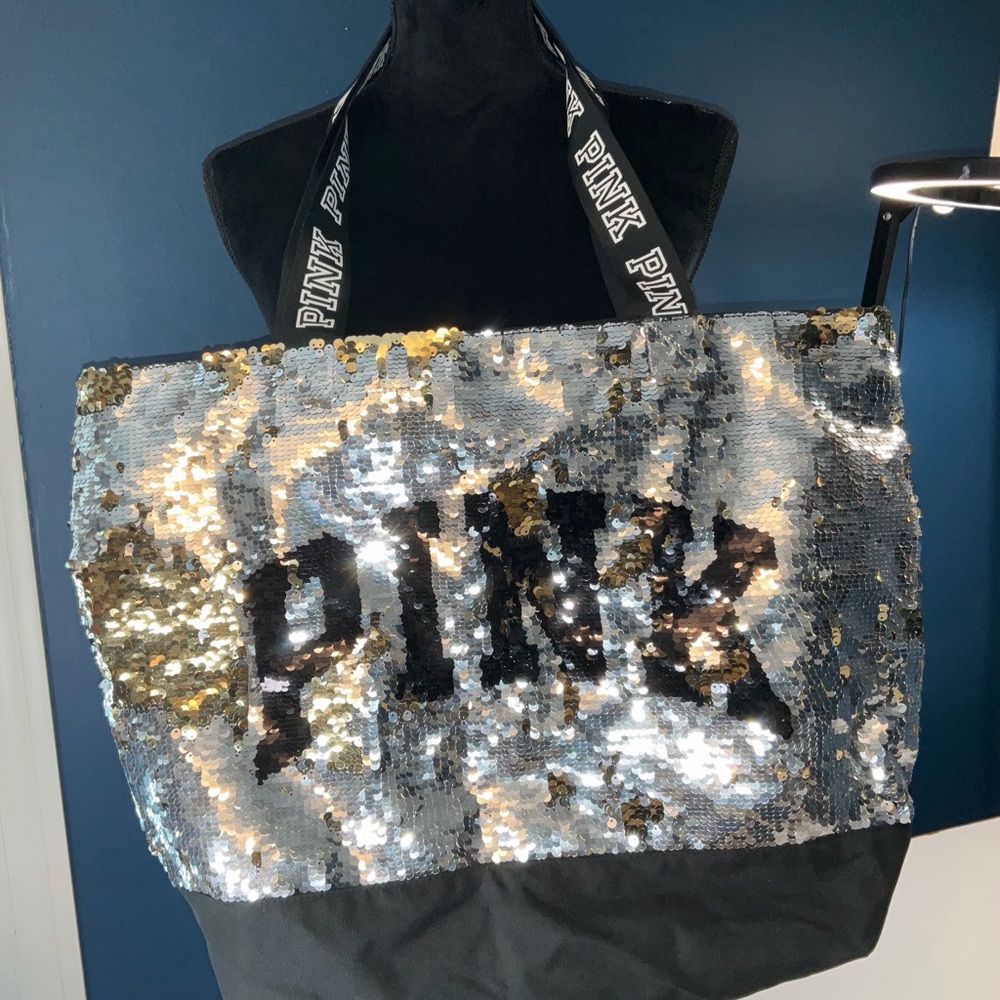 PINK Victoria's Secret Silver and Gold Sequin Tote